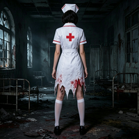 Costume d'infirmière sanglante d'horreur pour femmes, robe blanche déchirée, déguisement fantaisie de zombie pour Halloween