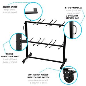 Ripiano sedia pieghevole 84 sedie riporre carrello sedia pieghevole con ruote copertura resistente alle intemperie e capacità 800 libbre Dolly - Product Image 2