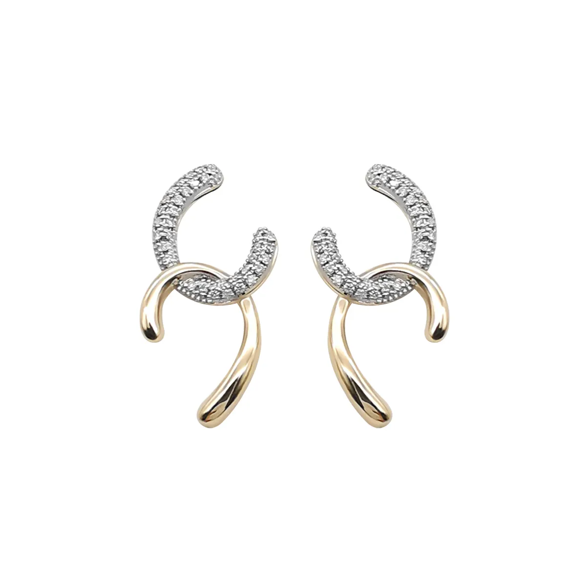 랩 다이아몬드가있는 14K 솔리드 골드 귀걸이 약혼을위한 독특한 럭셔리 고급 보석 패션
