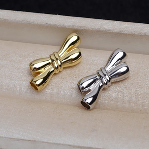 S925 Silver Necklace and Bracelet DIY Accessory <b>Holder</b> with 2-Row Fixed Buckle <b>Bow</b> Women's Decorative Sweater Chain 4233 - Product Image 1