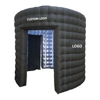 Cabine photo gonflable noire personnalisée à 360 degrés avec éclairage LED et souffleur interne, modèle de tente pour fêtes d'anniversaire