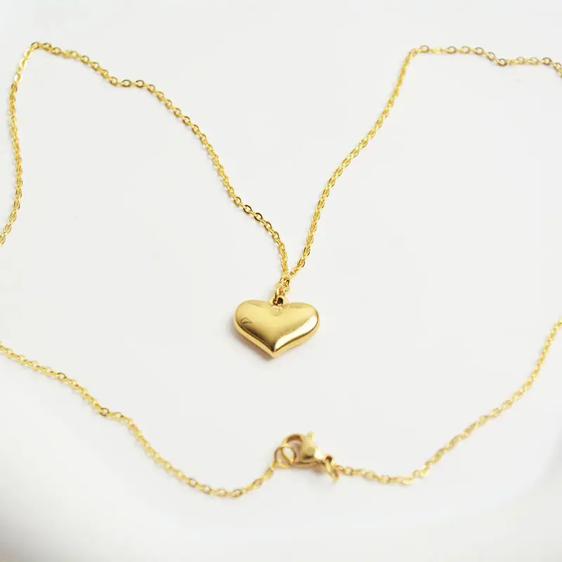 Modisch einfache Schmuck-Halsketten Edelstahl Herz-Dekor 18k Gold vergoldet Halsband Damen Großhandel