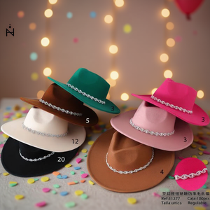 Cappello a Cilindro Z Dreamy con Catena a Diamanti Intrecciati, Taglia Unica Regolabile, Cappello da Festa Unisex per Adulti in Velluto, Cappello Festivo - Product Image 3