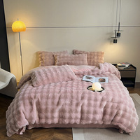 Nouveau automne et hiver chaud épaissi doux pour la peau confortable lapin en peluche lait en peluche ensemble de quatre pièces Kit de draps
