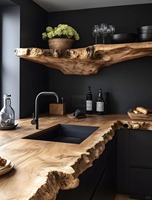 Meubles de cuisine haut de gamme, îlot en bois sur mesure noir, comptoir facile à assembler, mobilier complet pour la maison, directement de l'usine