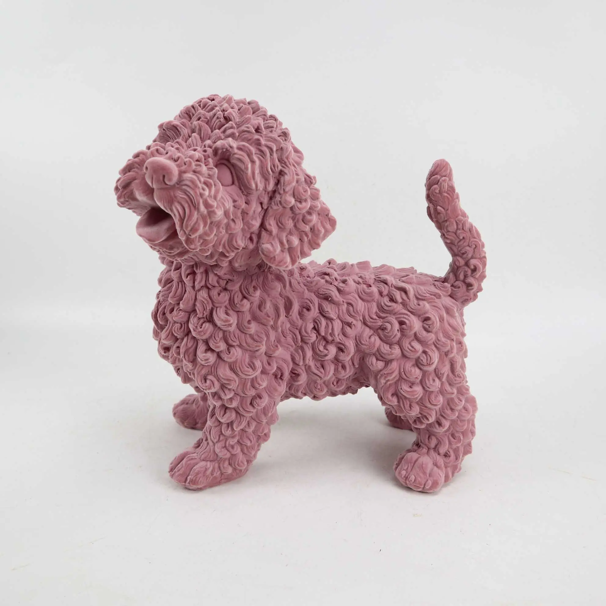 Escultura de perro Flocado de resina