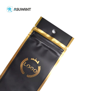 Atacado Heat Seal Zipper Flat Mylar <span class=keywords><strong>Bag</strong></span> Golden Black <span class=keywords><strong>UV</strong></span> Spot Pequeno Preto Zip Lock 3 Side Seal Embalagem De Plástico Sachet <span class=keywords><strong>Bag</strong></span> - Product Image 5
