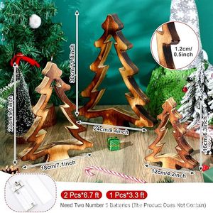 Ornement lumineux en bois pour arbre de Noël, style rustique en bois massif, pour décoration de Noël, lumière d'ambiance de chambre à coucher, accessoire photo - Product Image 4