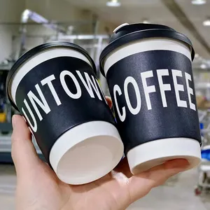 Double Wall Paper Cup For Hot Drinks Coffee Paper Cups Set With Lids