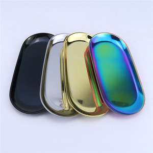 Estuche Ovalado Metálico para Encendedor, Bandeja de Almacenamiento de Lujo, Acabado Negro, Dorado y Arcoíris - Product Image 6