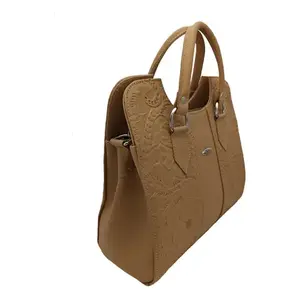 Sac fourre-tout décontracté Fana Thaliss grande capacité en cuir de vachette camel avec chaîne diamantée et rayures, sac à main pour femme usage quotidien - Product Image 1