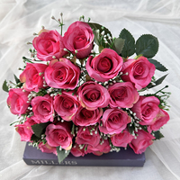 NINI 24 Köpfe Kleiner Weißer Künstlicher Rosenstrauß Handgefertigte Seidenblumen für Hochzeit, Halloween & Weihnachtsdekoration