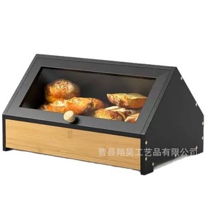 Bread Storage Box Wooden Rectangle With Lid <b>Kitchen</b> Bread Bin For Household Use - Product Image 5
