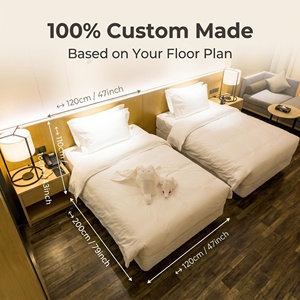 Juego de Muebles de Dormitorio Modernos para <span class=keywords><strong>Hotel</strong></span> de 4 Estrellas, Cama Doble de Madera Personalizada con Cabecera para Proyectos Hoteleros - Product Image 6