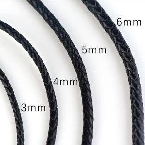 5mm 6mm Black Cowhide Leather <b>Rope</b> Wholesale Real Leather in Roll for Sell Braided Leather for <b>Bracelet</b> Making - Product Image 3