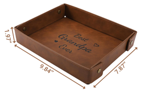 Bandeja Organizadora de Cuero para Escritorio, Bandeja de Almacenamiento Personalizada, Bandeja Decorativa para Escritorio, Regalo para el Día del <span class=keywords><strong>Padre</strong></span> - Product Image 3