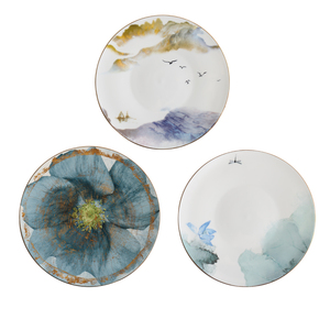 Bán Buôn Decal In Cao Cấp Sang Trọng Xương Trung Quốc Tấm <span class=keywords><strong>Dinner</strong></span> <span class=keywords><strong>Set</strong></span> Với Golden Rim - Product Image 2