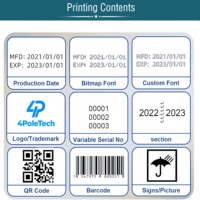 Impresora de Inyección de Tinta Portátil 4POLETECH, Impresora Manual para Texto/Código de Barras/Logotipo/Código QR/Número de Lote/Código de Fecha