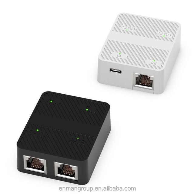 1 in 2 Out FTP Gigabit Ethernet 2 Port Internet Switch for PoE IP Camera Access Point ENMANE Aluminum Case