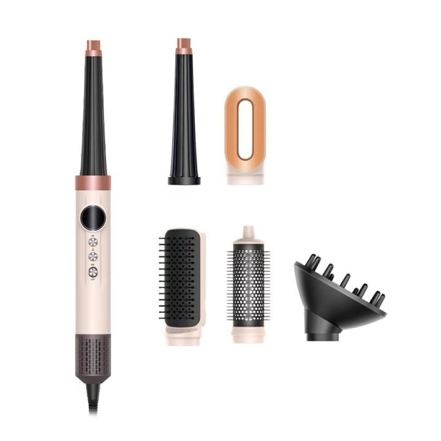 New High Speed Ionic 1200W Plastic Household Hair Dryer 5-in-1 BLDC Motor Wand Electric Auto Curler Straightener Volumizing Comb