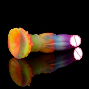 Top Selling YOCY-2117S AW13 Glow Dark <b>Dildo</b> Soft Colorful Realistic Penis for Man and Women Silicone <b>Dildo</b> Artificial Penis - Product Image 2