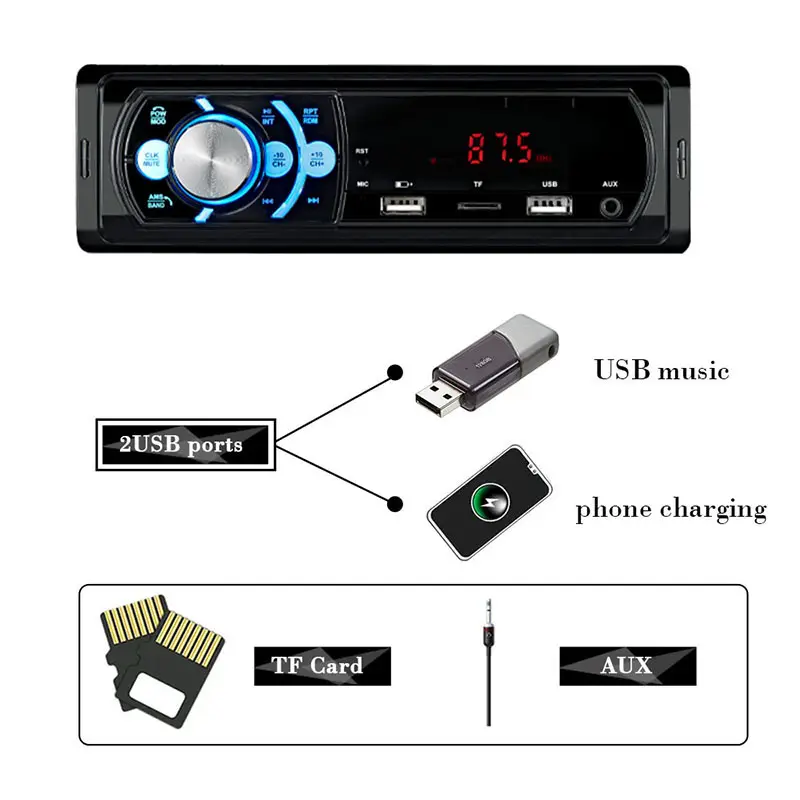 Universal 2CH (RCA) saída de áudio rádio para carro com chamadas para celular mp3 player para carro
