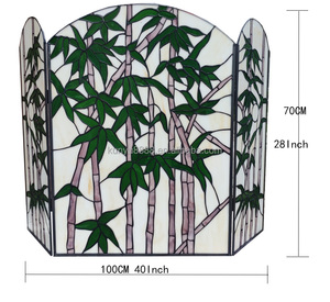 Mampara de Chimenea de Vidrio Tallado Tiffany con Diseño de Bambú Estilo Europeo de 40''*28'', Personalizada, Sólida, para Decoración de Sala de Estar o Recibidor - Product Image 6