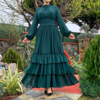 Vestido Musulmán Largo de Gasa Amarillo Estilo Marroquí, Nuevo, al por Mayor, OEM, para Mujer, Ropa Islámica, Ropa Étnica
