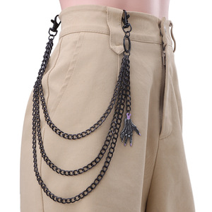 โซ่คล้องกางเกงหลายชั้นสไตล์ดาร์กเทรนดี้แบบยุโรปอเมริกัน พร้อมจี้กรงเล็บปีศาจอะคริลิก สำหรับผู้ชายและผู้หญิง ฮิปฮอป - Product Image 1