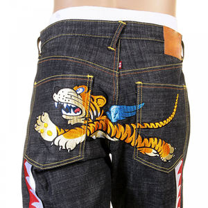 Autunno/inverno moda personalizzata Casual primavera e autunno Vintage Patch panno ricamato bordo grezzo <span class=keywords><strong>Jeans</strong></span> pantaloni da uomo <span class=keywords><strong>Jogger</strong></span> - Product Image 5