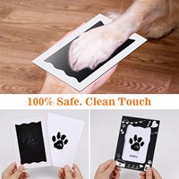 Kit d'empreintes de pattes d'animaux sans encre, style mignon, avec cadre photo en papier et cartes d'empreintes pour souvenir