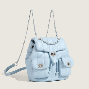 Bolso de mujer elegante y compacto con múltiples bolsillos y patrón de Diamantes Azul claro - Product Image 4