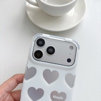 Coques de téléphone chromées argentées pour iPhone 17 16 Pro Max, design mignon en forme de cœur, coque de téléphone antichoc