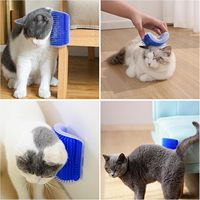 Brosse de toilettage murale d'angle pour chat avec herbe à chat, peigne massant doux pour le visage, pour chats à poils longs ou courts et chatons