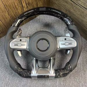 พวงมาลัยหนังคาร์บอน LED แบบปรับแต่งได้สำหรับ AMG C-CLASS GLA CLK CLS AMG W205 W206 W214 W213 - Product Image 1