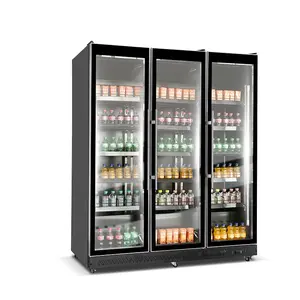 Ventilador Vertical sin escarcha, refrigerador de bebidas frías y bebidas, refrigerador de puerta de vidrio Vertical