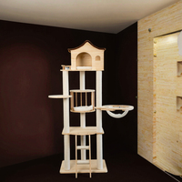 Arbre à chat moderne de haute qualité, grand, multi-niveaux, en bois, avec poteau à gratter en sisal et tour à gratter en tissu, en carton