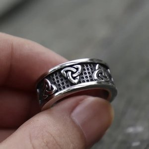 Q395 Stainless Steel <b>Ring</b> Geometric Pattern Unisex Fashion Gift Jewelry <b>Plain</b> Band No Stone - Product Image 2