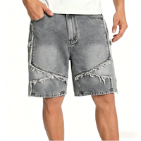 Shorts en jean vintage pour hommes, délavage clair, coupe slim droite, style streetwear, marque privée, OEM ODM