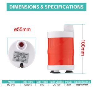 משאבת מים סולארית מיני DC 12V 20W נמכרת יחד עם משאבת מים חשמלית לזרימת מים במערכת הידרופונית או לאקווריום. - Product Image 5