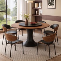 Table à manger 6 places en pierre frittée de luxe léger, avec support rotatif et pliable, pieds en métal, design écologique pour hôtels et restaurants