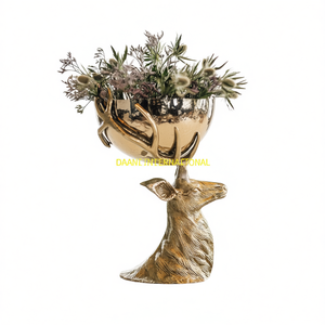 Luxury Handmade Deer Head Decorative Bowl with Antler Design Metal Centerpiece for Dining Table Home Decor Festive Gifting - Product Image 1