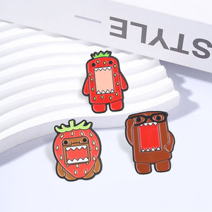 Lindo Pin Esmaltado de <span class=keywords><strong>Domo</strong></span> <span class=keywords><strong>Kun</strong></span> con Fresa y Flor, 3 Estilos, Broche de Monstruo Frutal, Regalos Promocionales Personalizables para Decoración de Mochilas - Product Image 3