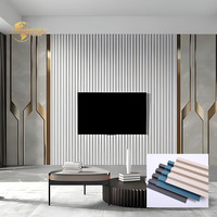 Panneau de grille WPC à texture bois, à rainures circulaires, revêtement mural imperméable et résistant à l'humidité, décoration intérieure