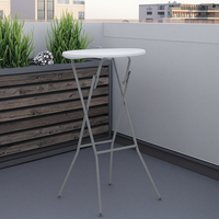Mesa de Bar de cóctel plegable redonda de plástico blanco portátil al por mayor 60cm 80cm de altura superior para comedor al aire libre y eventos de fiesta