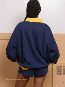 Felpa con Logo personalizzato autunno donna con collo finto reversibile <span class=keywords><strong>di</strong></span> alta qualità felpa Unisex felpa oversize - Product Image 4