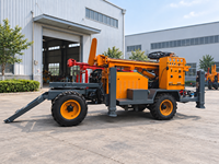 Plateforme de forage de puits d'eau portable sur roues, profondeur 600 m, diamètre 140-350 mm, moteur diesel/électrique, marteau hydraulique, utilisation facile