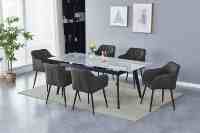 Ensemble de table à manger en MDF de luxe avec 6 chaises, mobilier de salle à manger moderne, ensemble de table à dîner