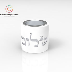 Candelabros de hormigón, candelabros dorados de Israel, pasador de pesca, té, vela - Product Image 3