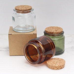 Vente en gros Pot à bougie en cire de verre transparent blanc noir mat vide 100ml 200ml recyclable à large ouverture avec couvercle en liège en <span class=keywords><strong>bois</strong></span> - Product Image 4